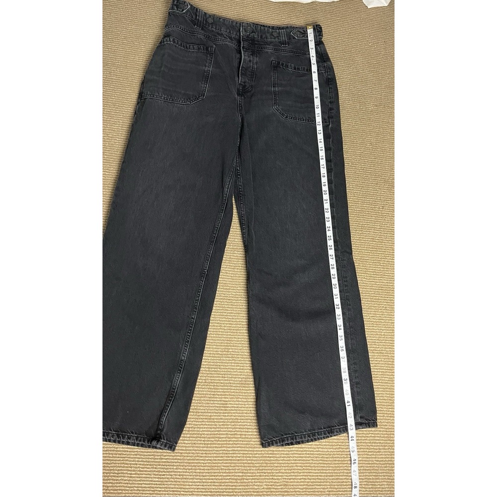 We The Free Womens 31 Jeans Black Baggy Straight Leg 100% Cotton Utility - Picture 5 of 10